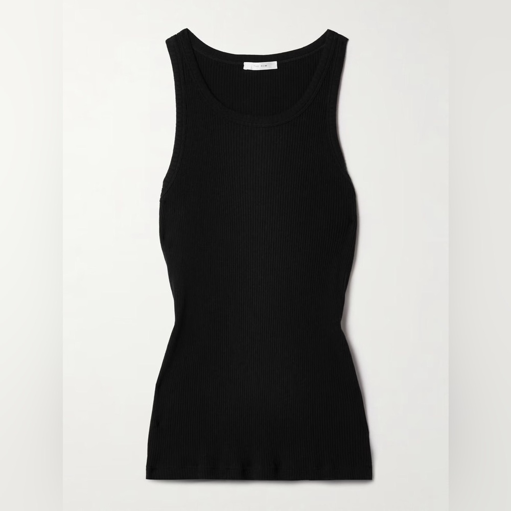 THE ROW Misty ribbed cotton-jersey tank black size XL - Picture 2 of 7